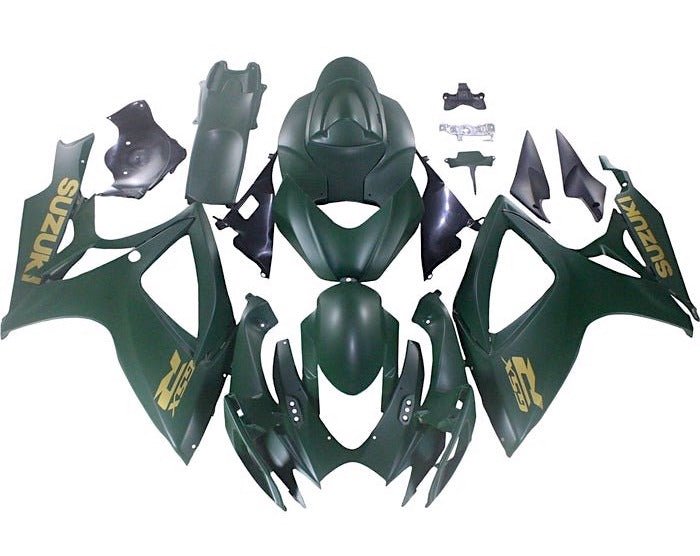Suzuki GSXR600 Fairing Kit (2006-2007) Matte Green, Gold at KingsMotorcycleFairings.com