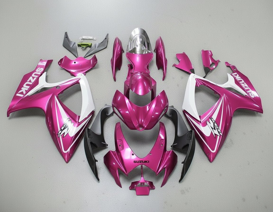 Suzuki GSXR600 Fairing Kit (2006-2007) Pink, White at KingsMotorcycleFairings.com