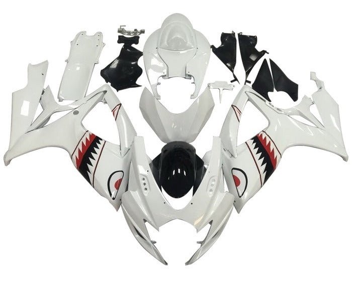 Suzuki GSXR600 Fairing Kit (2006-2007) White, Black, Red, Shark at KingsMotorcycleFairings.com