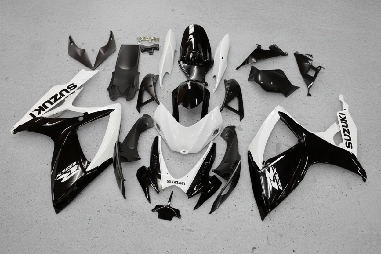 Suzuki GSXR600 Fairing Kit (2006-2007) White, Black at KingsMotorcycleFairings.com