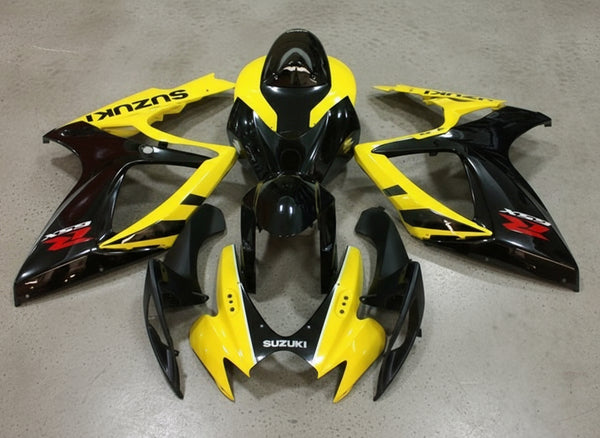 Suzuki GSXR600 Fairing Kit (2006-2007) Yellow, Black at KingsMotorcycleFairings.com