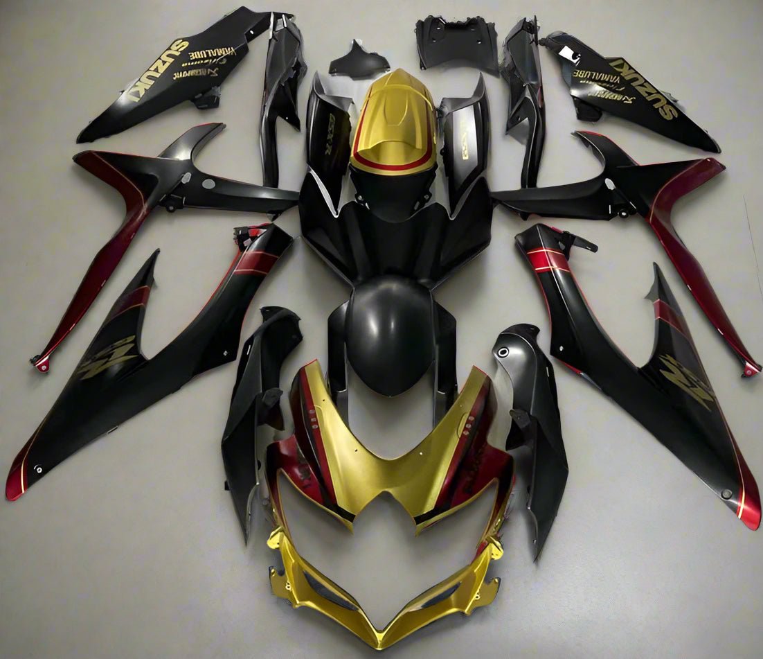 Suzuki GSXR600 Fairing Kit (2008-2010) Matte Black, Gold, Dark Red at KingsMotorcycleFairings.com