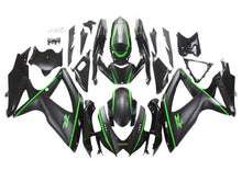 Suzuki GSXR600 Fairing Kit (2008-2010) Matte Black, Green Stripes at KingsMotorcycleFairings.com