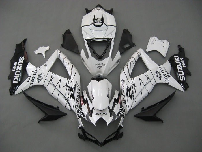 Suzuki GSXR600 Fairing Kit (2008-2010) White, Black Alstare at KingsMotorcycleFairings.com