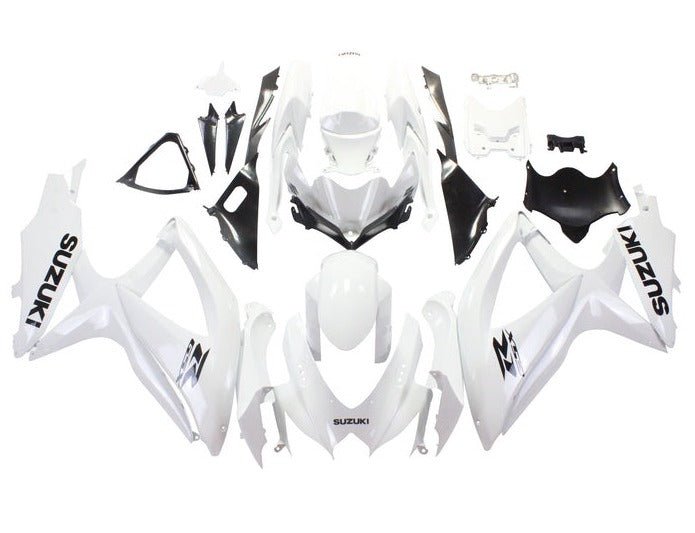 Suzuki GSXR600 Fairing Kit (2008-2010) White, Black Gloss at KingsMotorcycleFairings.com