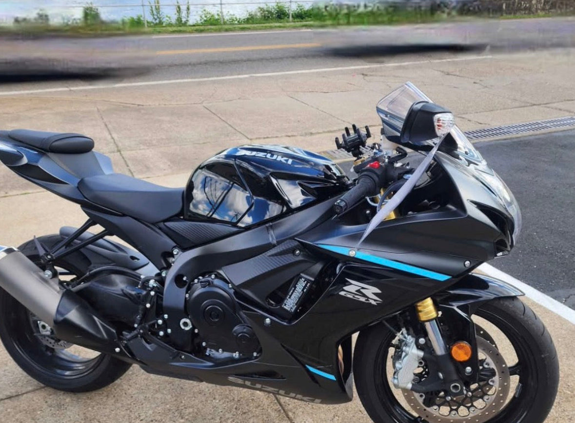Suzuki GSXR600 Fairing Set (2011-2024) Black, Matte Black, Blue Stripe at KingsMotorcycleFairings.com
