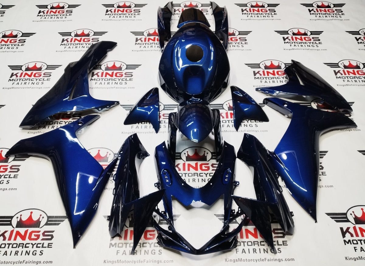 Suzuki GSXR600 Fairing Set (2025-2026) Blue Faux Carbon Fiber from KingsMotorcycleFairings.com