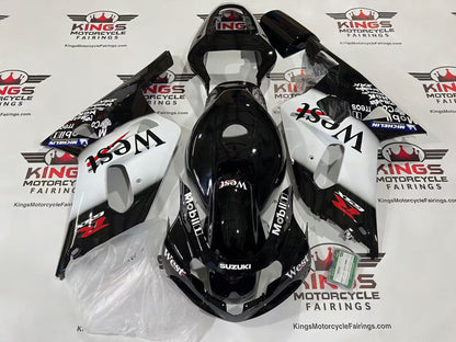 Suzuki GSXR600 Fairings (2000-2003) Black, White, Red West from KingsMotorcycleFairings.com