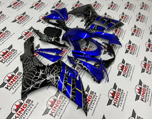 Suzuki GSXR600 Fairings (2011-2024) Blue, Black, Silver Spider Web at KingsMotorcycleFairings.com