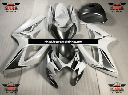 Suzuki GSXR750 (2006-2007) Matte White & Matte Silver Fairings at KingsMotorcycleFairings.com