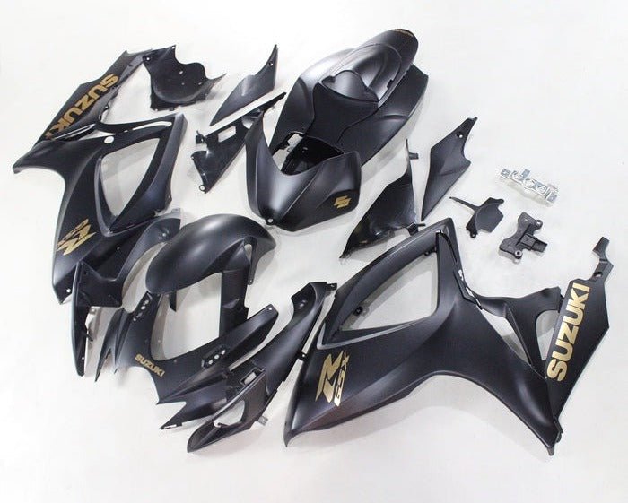 Suzuki GSXR750 Fairing Kit (2006-2007) Matte Black, Gold at KingsMotorcycleFairings.com