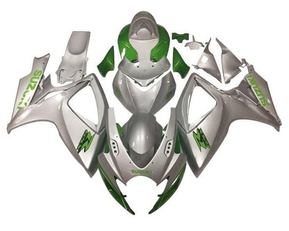 Suzuki GSXR750 Fairing Kit (2006-2007) Silver, Green at KingsMotorcycleFairings.com