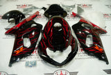 Suzuki GSXR750 Fairings (2000-2003) Black, Candy Apple Red Flame at KingsMotorcycleFairings.com