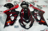 Suzuki GSXR750 Fairings (2000-2003) Red Flames, Black at KingsMotorcycleFairings.com