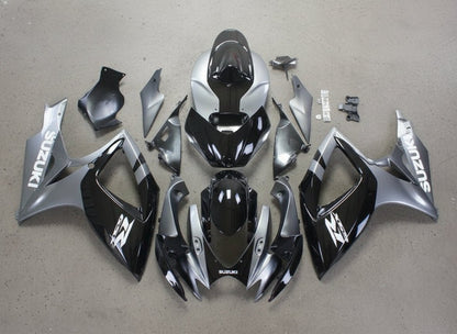Suzuki GSXR750 Fairings (2006-2007) Silver Metallic, Black, White at KingsMotorcycleFairings.com
