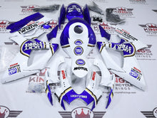 Suzuki GSXR750 Fairings (2006-2007) White, Blue Lucky Strike from KingsMotorcycleFairings.com