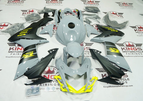 Suzuki GSXR750 Fairings (2011-2024) Nardo Gray, Matte Black, Neon Yellow at KingsMotorcycleFairings.com