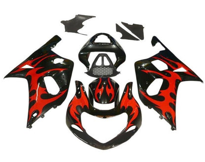 Suzuki GSXR 1000 Fairing Kit (2000-2002) Black, Red Tribal at KingsMotorcycleFairings.com