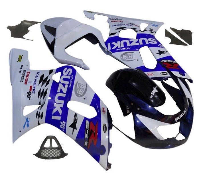 Suzuki GSXR 1000 Fairing Kit (2000-2002) White, Blue, Black Alpinestars at KingsMotorcycleFairings.com
