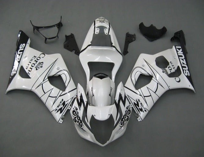 Suzuki GSXR 1000 Fairing Kit (2003-2004) White, Black Tribal at KingsMotorcycleFairings.com