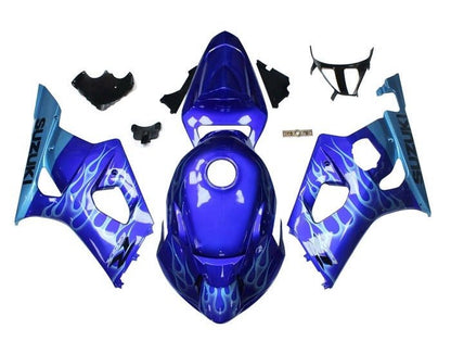 Suzuki GSXR 1000 Fairings (2003-2004) Blue, Light Blue Flames at KingsMotorcycleFairings.com