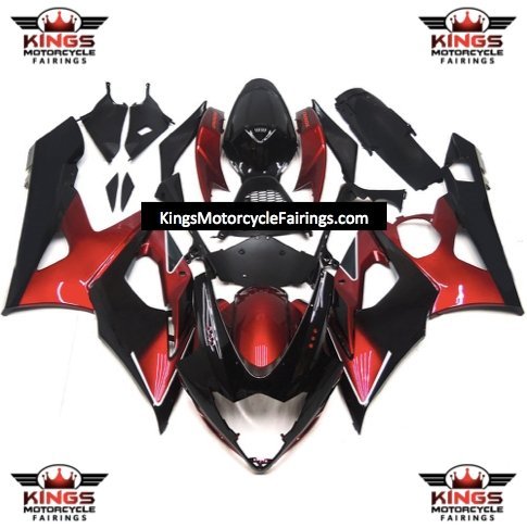 Suzuki GSXR 1000 Fairings (2005-2006) Black, Candy Red at KingsMotorcycleFairings.com