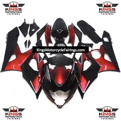 Suzuki GSXR 1000 Fairings (2005-2006) Black, Candy Red at KingsMotorcycleFairings.com