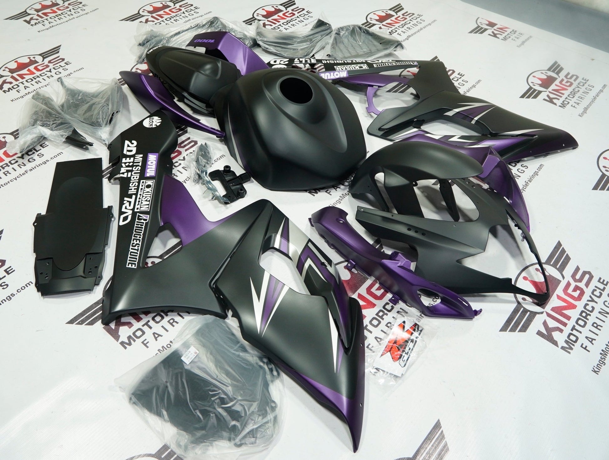 Suzuki GSXR 1000 Fairings (2005-2006) Matte Purple, Black, Silver Fairings at KingsMotorcycleFairings.com