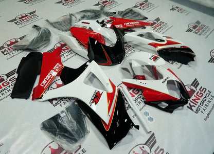 Suzuki GSXR 1000 Fairings (2007-2008) White, Red, Black, Gold Stripe at KingsMotorcycleFairings.com