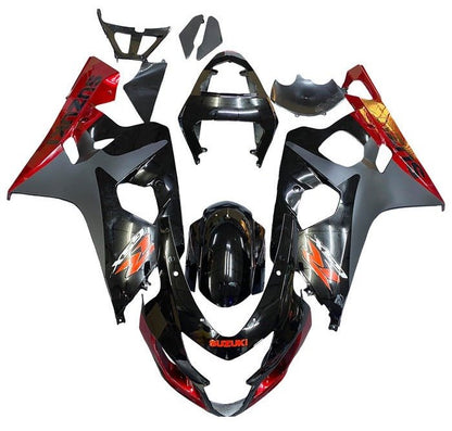 Suzuki GSXR 600 Fairing Kit (2004-2005) Black, Red, Matte Black at KingsMotorcycleFairings.com