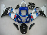 Suzuki GSXR 600 Fairing Kit (2004-2005) Blue Stripes, White, Black at KingsMotorcycleFairings.com