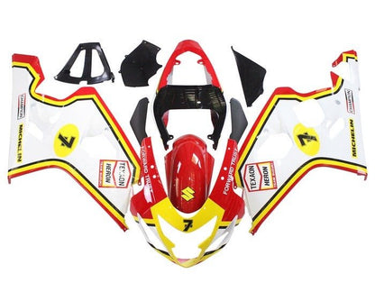 Suzuki GSXR 600 Fairing Kit (2004-2005) White, Red, Yellow at KingsMotorcycleFairings.com