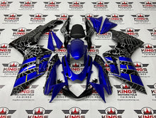 Suzuki GSXR 600 Fairings (2011-2024) Blue, Black, Silver Spider Web at KingsMotorcycleFairings.com