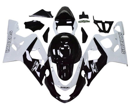 Suzuki GSXR 750 Fairing Kit (2004-2005) Gloss Black, White at KingsMotorcycleFairings.com