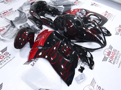 Suzuki Hayabusa Fairing Kit (2008-2020) Black, Red Fire at KinsMotorcycleFairings.com
