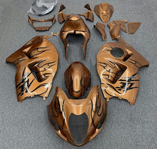 Suzuki Hayabusa Fairing Set (1999-2007) Brown Bronze, Black Flames at KingsMotorcycleFairings.com