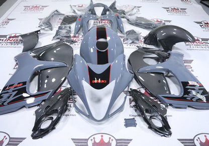 Suzuki Hayabusa Fairing Set (2008-2020) Gray, Faux Carbon Fiber, Black, Red Stripe at KingsMotorcycleFairings.com