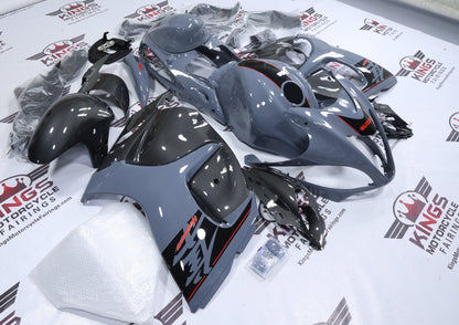Suzuki Hayabusa Fairing Set (2008-2020) Gray, Faux Carbon Fiber, Black, Red at KingsMotorcycleFairings.com