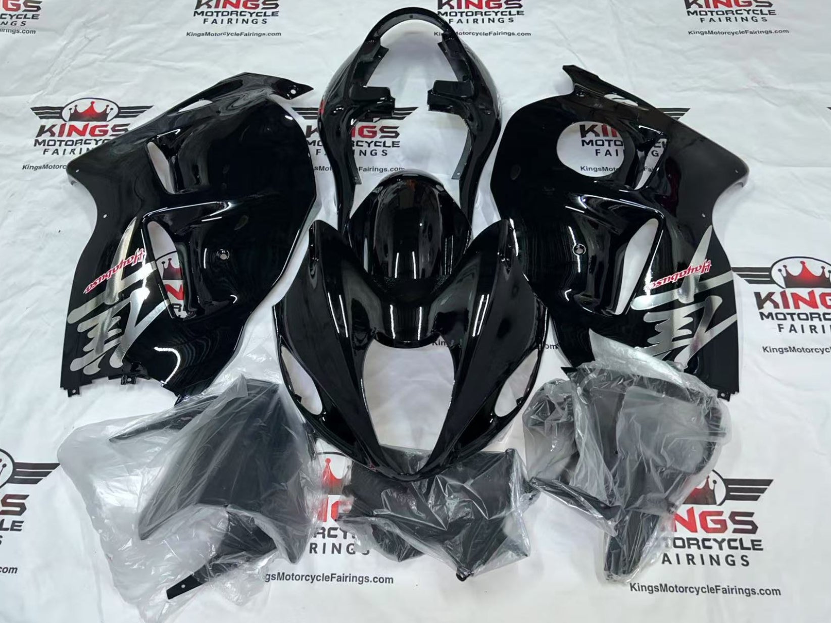 Suzuki Hayabusa Fairings (1999-2007) Black, Chrome, Red from KingsMotorcycleFairings.com