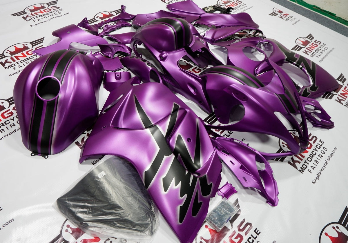 Suzuki Hayabusa Fairings (2008-2019) Matte Purple, Black, Silver at KingsMotorcycleFairings.com