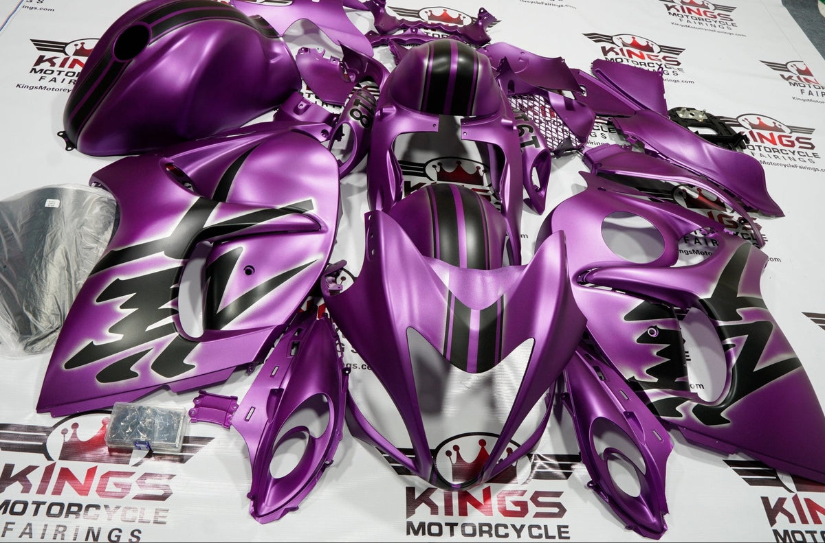 Suzuki Hayabusa Fairings (2008-2019) Matte Purple, Black, Silver from KingsMotorcycleFairings.com