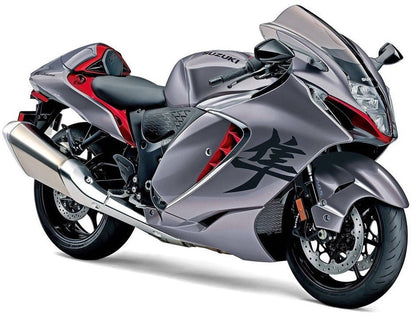Suzuki Hayabusa Fairings (2021-2025) Matte Gray, Matte Red at KingsMotorcycleFairings.com