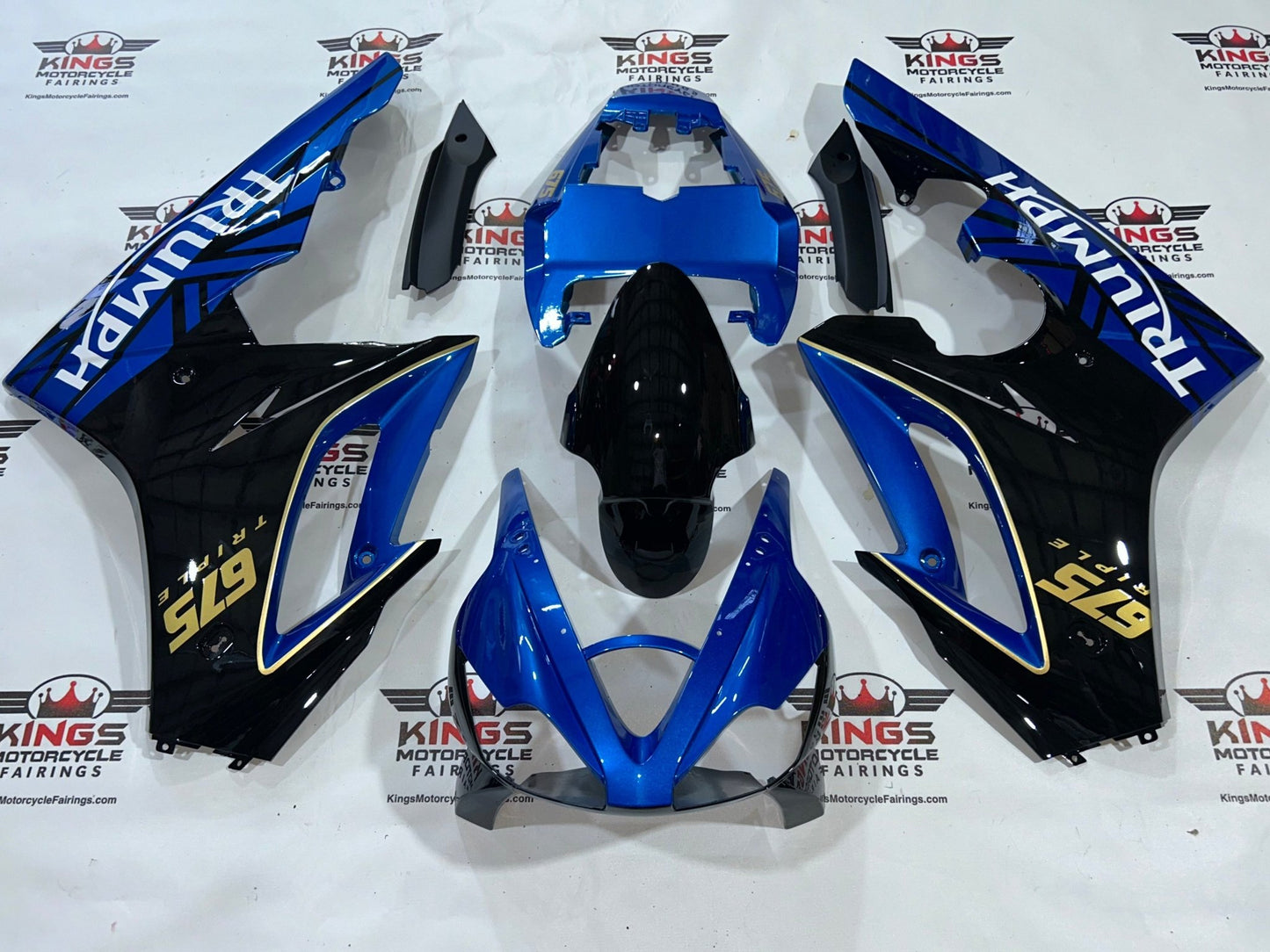 Triumph Daytona 675 Fairing Kit (2006-2008) Blue, Black, Gold, White at KingsMotorcycleFairings.com