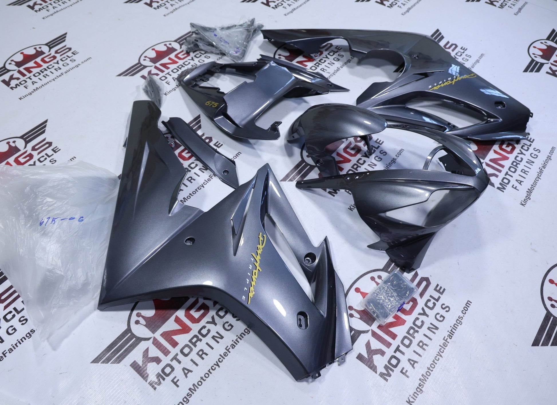 Triumph Daytona 675 Fairing Kit (2006-2008) Dark Silver, Gold at KingsMotorcycleFairings.com