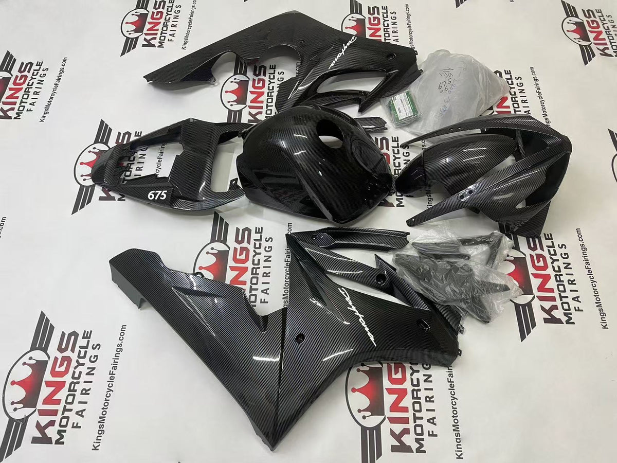 Triumph Daytona 675 Fairing Kit (2006-2008) Gloss Faux Carbon Fiber, White at KingsMotorcycleFairings.com