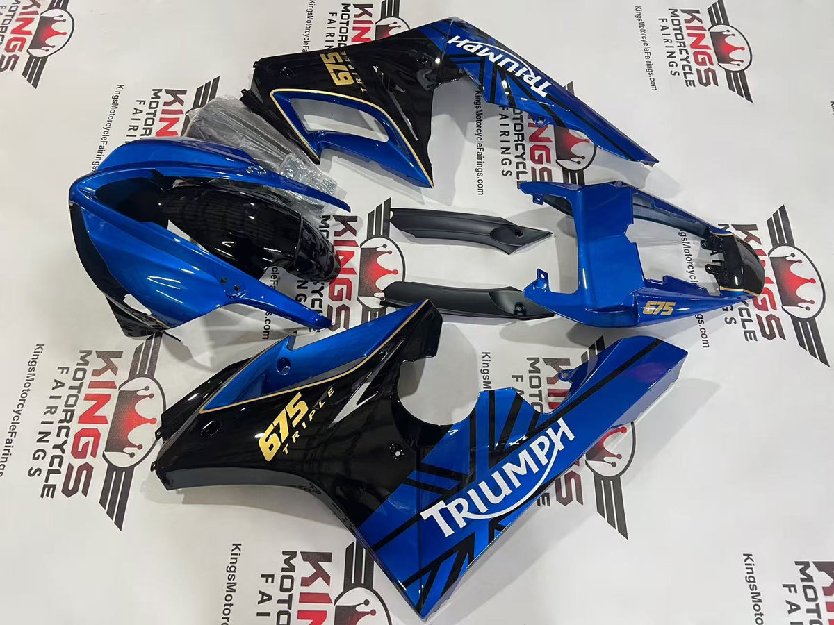 Triumph Daytona 675 Fairing Set (2009-2012) Blue, Black, White, Gold at KingsMotorcycleFairings.com