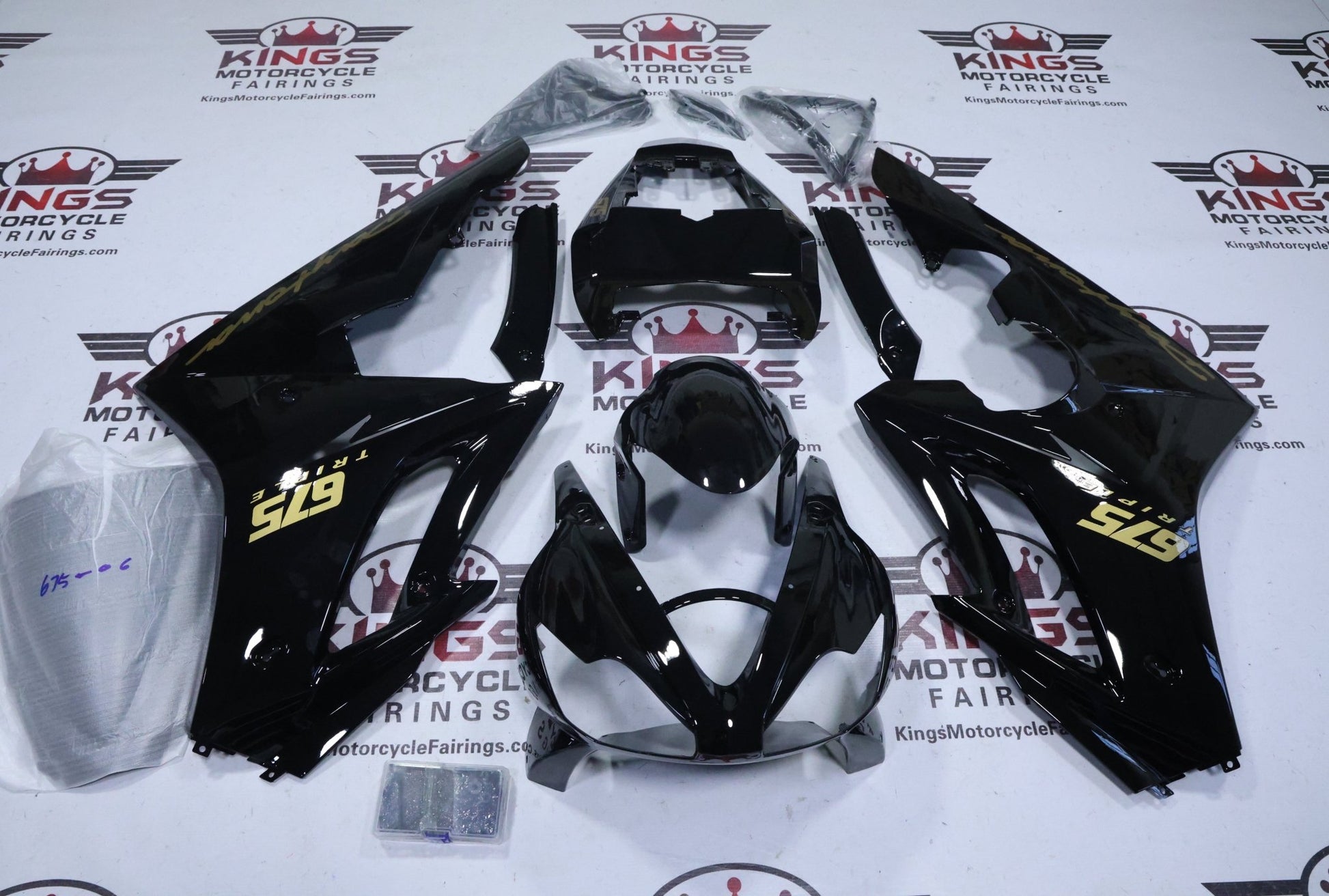 Triumph Daytona 675 Fairings (2006-2008) Black, Gold Gloss at KingsMotorcycleFairings.com