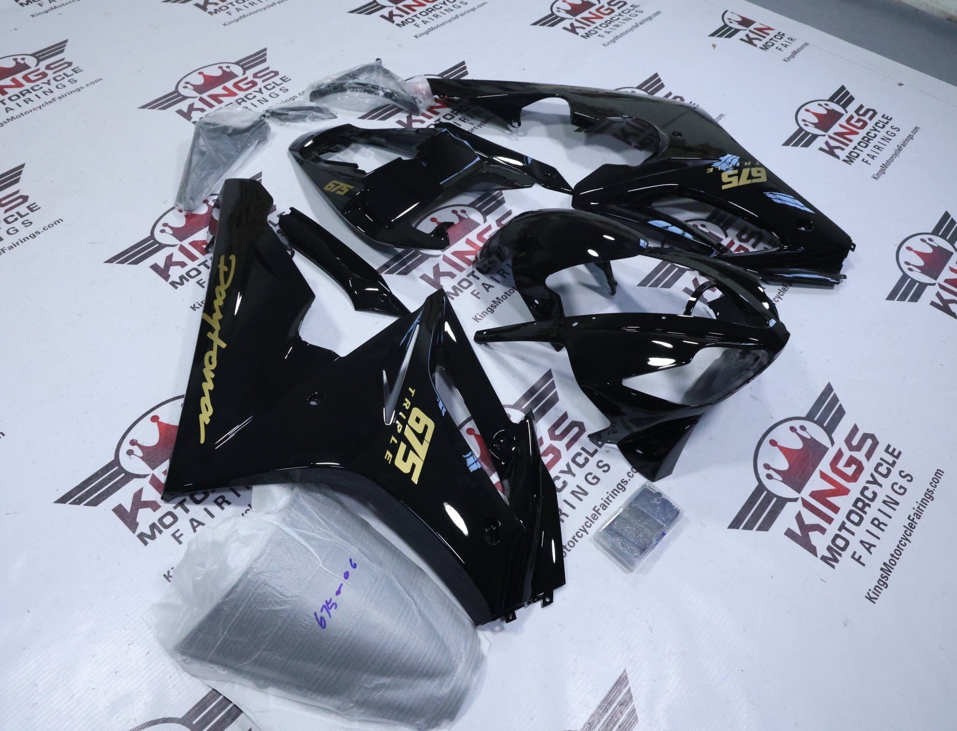 Triumph Daytona 675 Fairings (2006-2008) Black, Gold Gloss from KingsMotorcycleFairings.com
