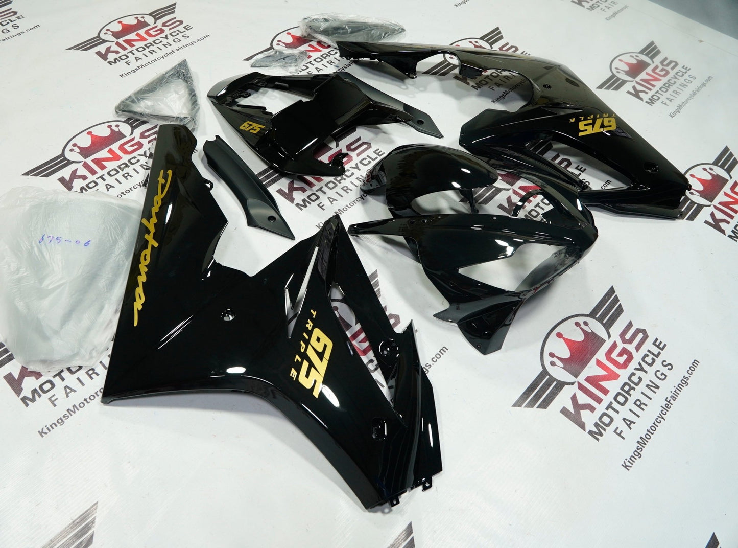 Triumph Daytona 675 Fairings (2006-2008) Black, Gold from KingsMotorcycleFairings.com