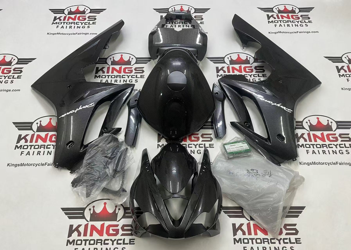 Triumph Daytona 675 Fairings (2006-2008) Gloss Faux Carbon Fiber, White at KingsMotorcycleFairings.com